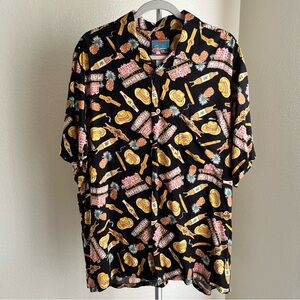 Reyn Spooner Black and Yellow Graphic Button Down Shirt